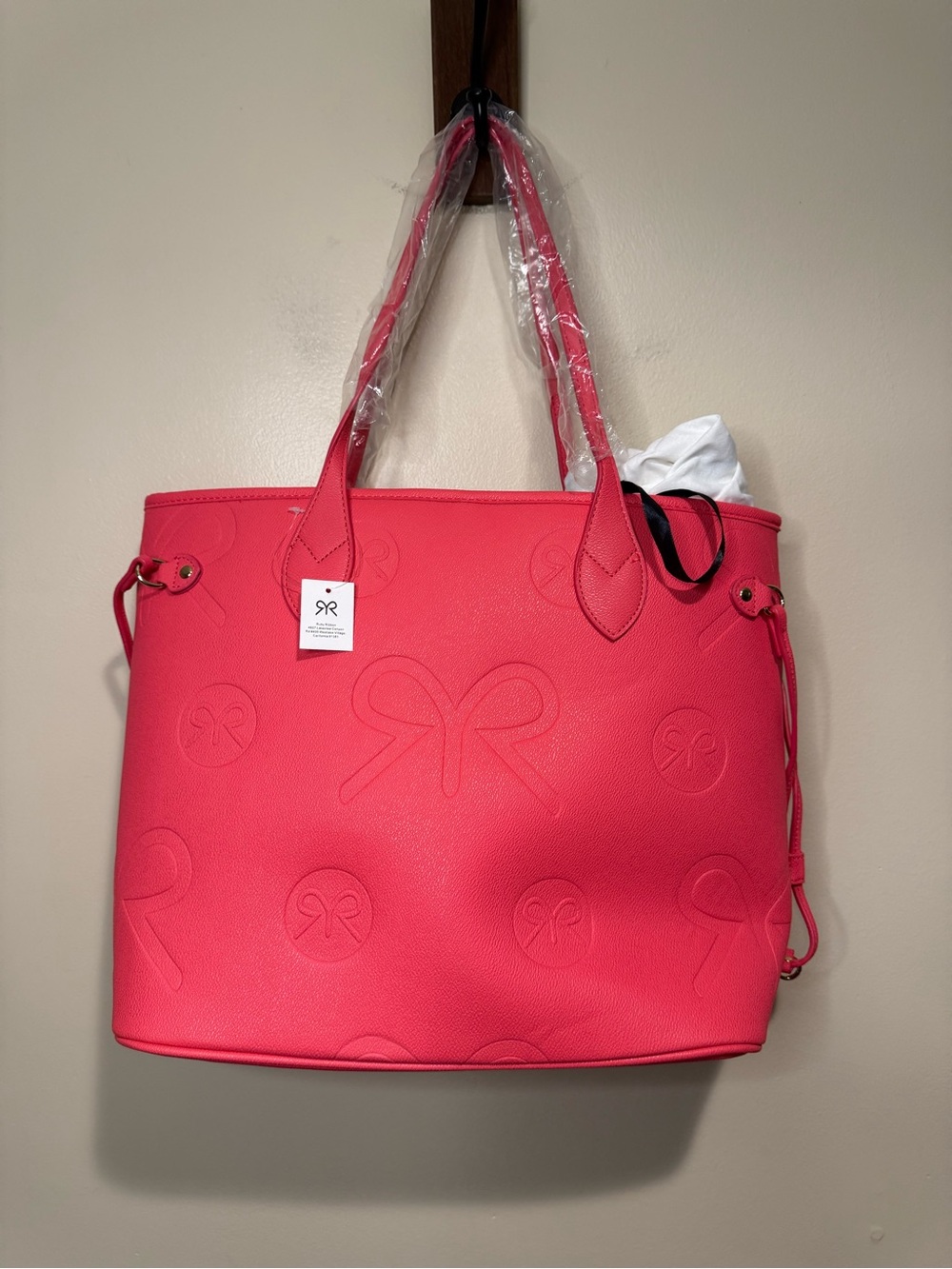 Ruby Ribbon Tote in pinkish Red NEW